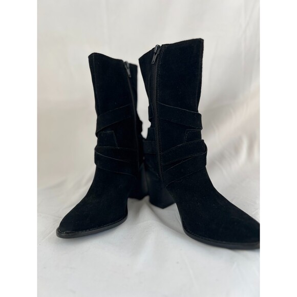 Chelsea and Violet Black Leather Heel "Vicki" Ankle/Sock Boots 6.5 - Picture 3 of 9